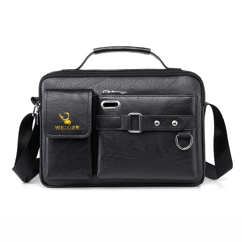 Men Cross body Messenger Bag Handbag Business Briefcases Laptop Retro Office PU Leather Vintage Male Top Handle One Shoulder Bag