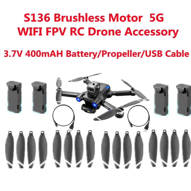 S136 Drone Battery WIFI FPV RC Drone Spare Parts 3.7V 400mAH Battery/Propeller/Front Left Arm/Rear Left Arm/Front Right Arm