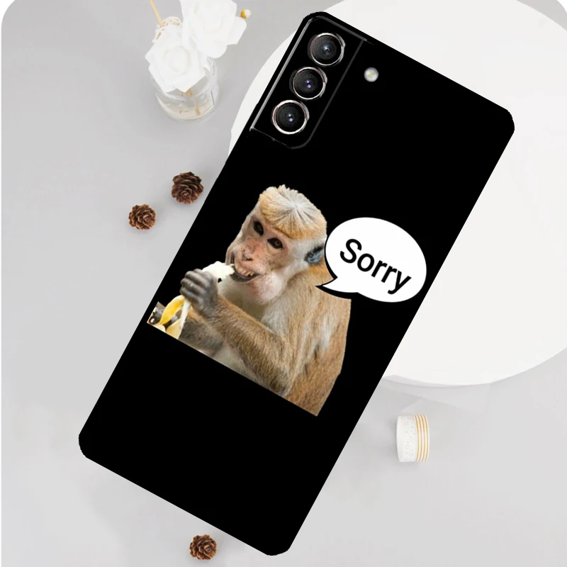 Monkey Sipping  Capri Meme Phone Case For Samsung Galaxy S23 Ultra S21 S20 FE S9 S10 Plus Note 10 20 S22 Ultra Funda