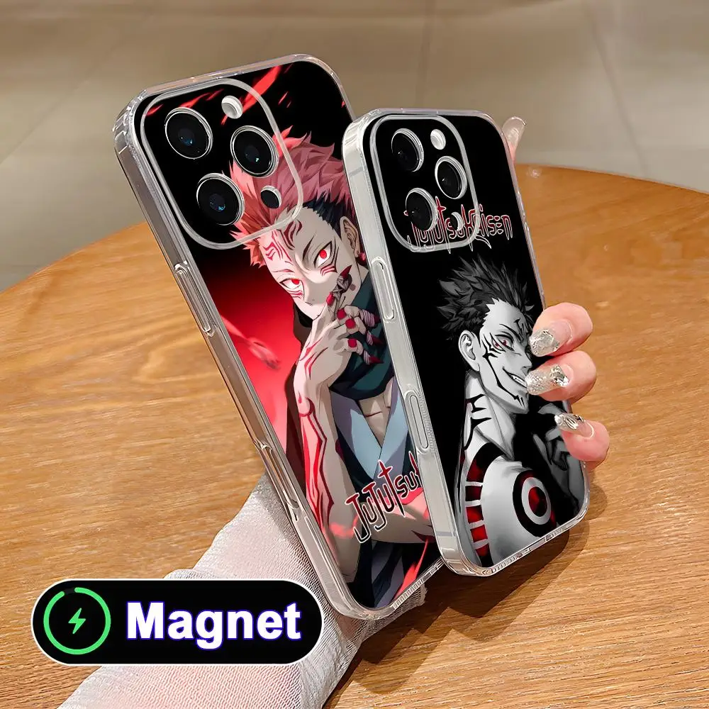 

Jujutsu Kaisen Sukuna Clear TPU Magsafe Mobile Phone Case for iPhone 17 16 15 14 13 12 11 Air Pro Max Plus Mini Colorful Cover