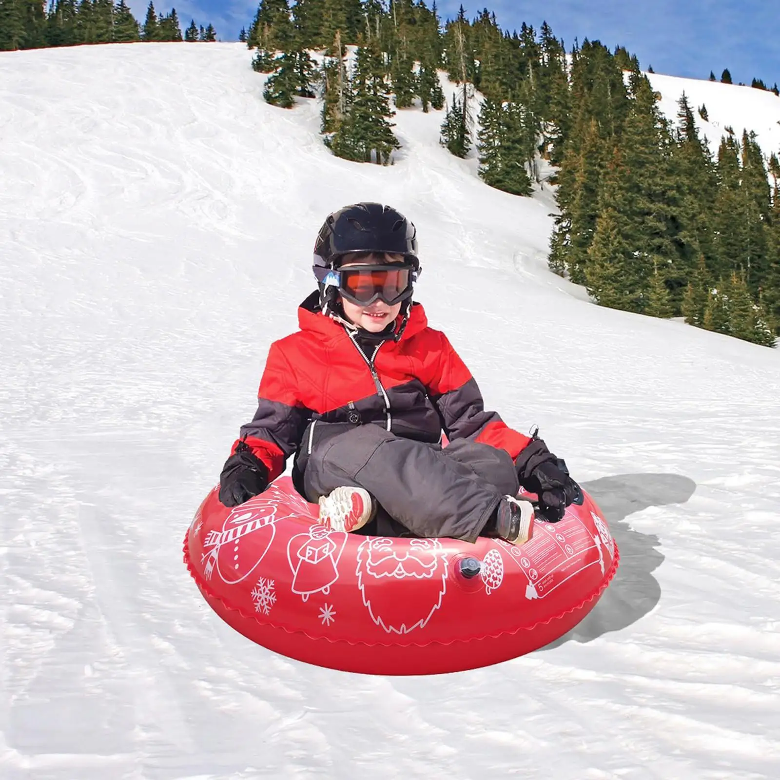 

Inflatable Snow Tube Sleigh with Handles for Outdoor Winter Fun Christmas