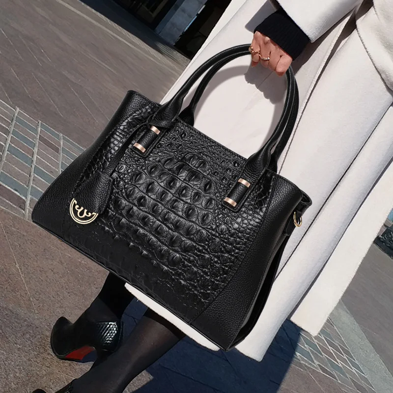 

Aidani Light Luxury Genuine Cowhide Women's Bag, Crocodile Pattern Real Leather Handbag, 2026 New Large Capacity Mom Bag