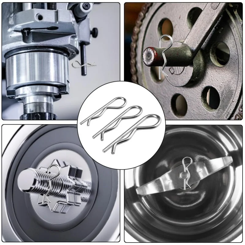 100 Buah Kit Bermacam-macam Pin Cotter dan R-pin Tersedia Dalam 10 Ukuran Pin Pengunci Pin Terpisah Klip Traktor Pin Halangan Mekanis Karbon