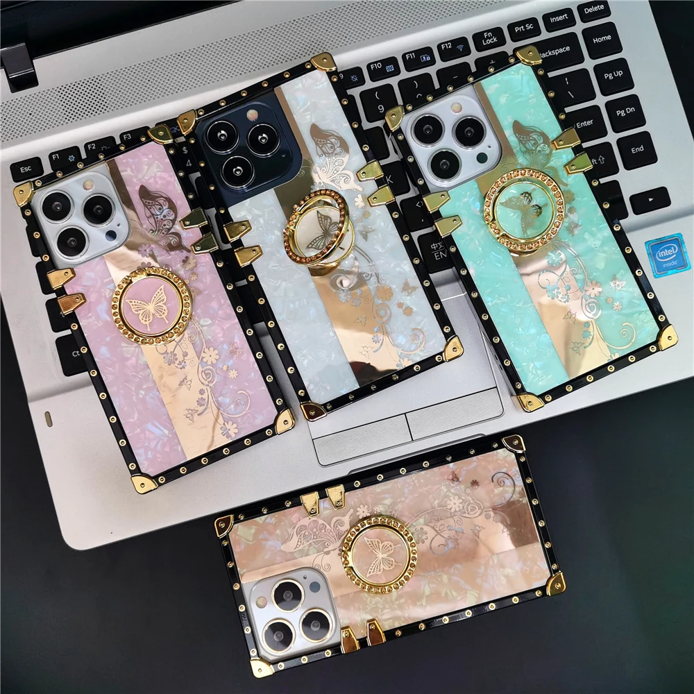 

Luxury Shockproof Cover Glitter Shell Butterfly Flower Retro Phone Case for iPhone 17 pro Max Air 11 12 13 14 15 pro 16 plus
