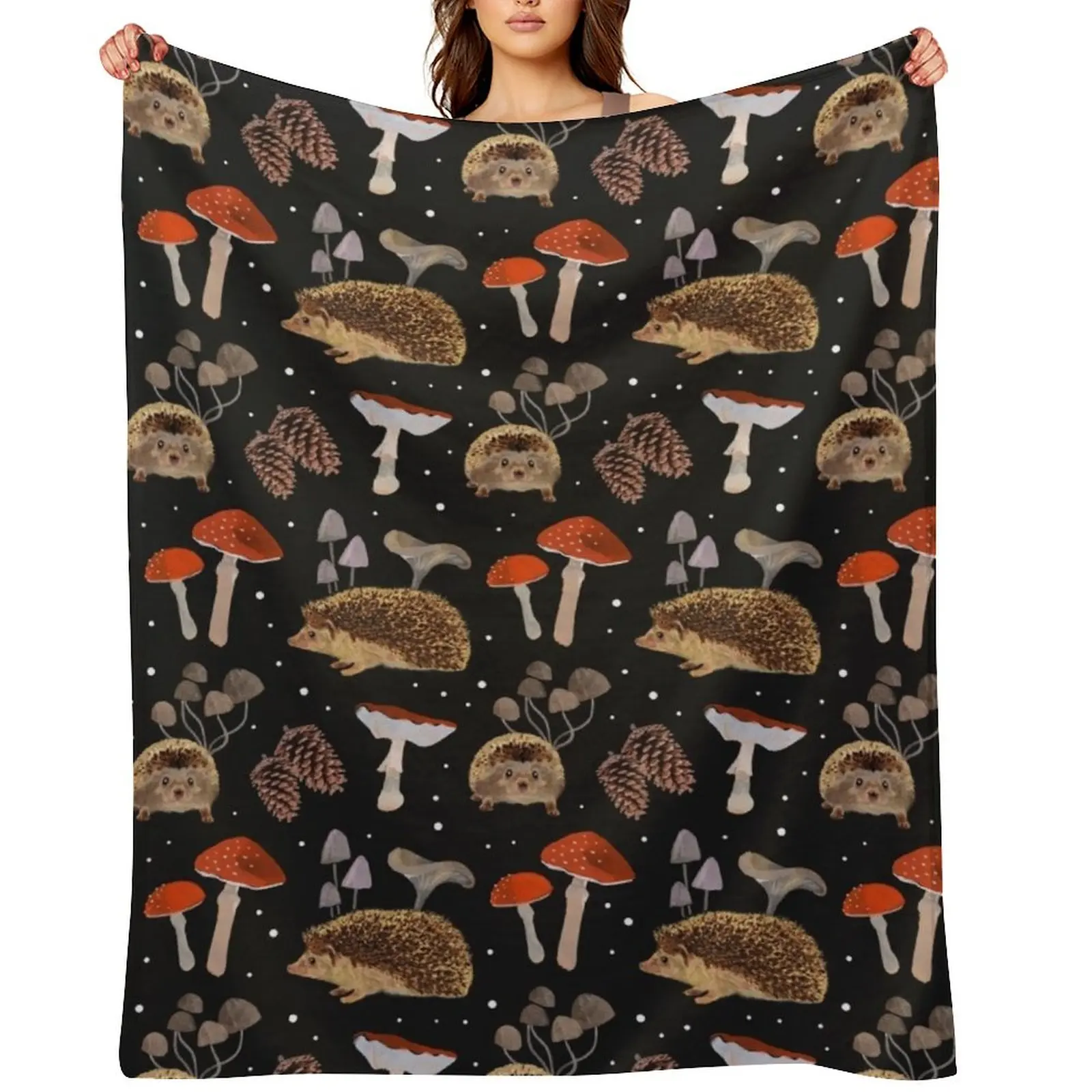Hedgehogs and Mushrooms Throw Blanket Comforter Luxury Thicken Shaggy Blankets For Baby Winter beds Sleeping Bag Blankets