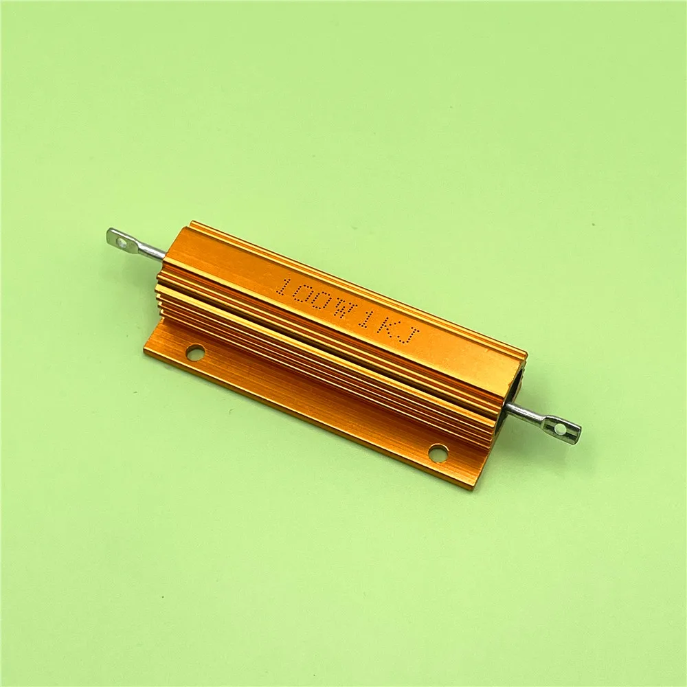 1pcs RX24 100W 0.01R 1R 10R 100R 1K 10K to 100K Ohm 5% Metal Shell Case Power Wirewound Resistor Aluminum Housing Class J