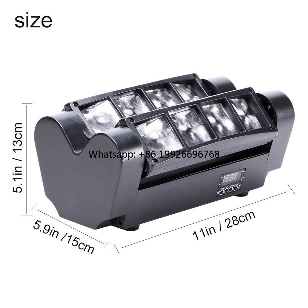 

8pcs Mini 3W RGBW LED Spider Beam Moving Head for Stage Lighting at DMX DJ Disco Party or Wedding Weddings