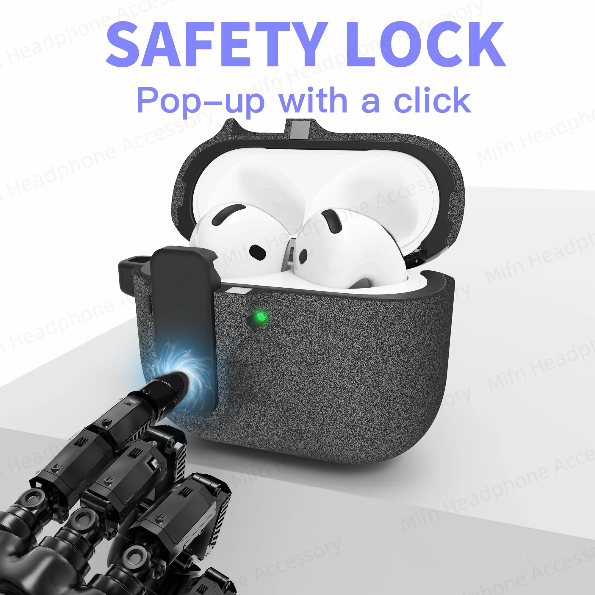 2024 Nuevo protector duro para AirPods 4 con cerradura de tapa magnética Funda híbrida Cubierta de protección de lujo para Apple AirPods 4 (USB C)