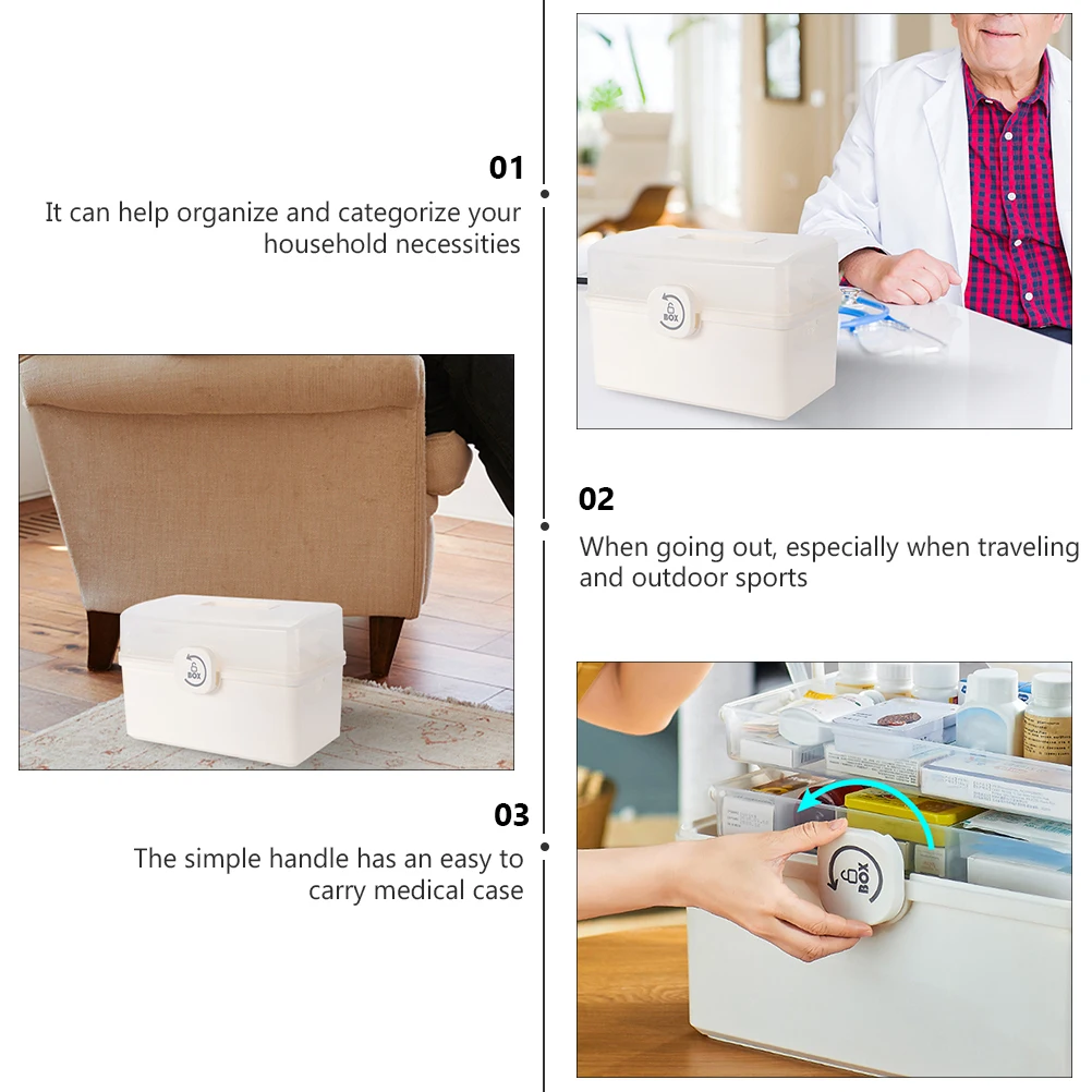 

Large First Aid Kit Medicine Organizer Portable Medical Box Family Storage Box 1 Household Travel Luxury Pill Case