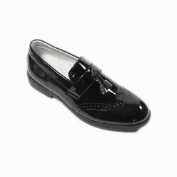 Zapatos de lujo para niños, mocasines de piel sintética con borlas, sin cordones, color negro, estilo Oxford, para fiesta escolar y boda