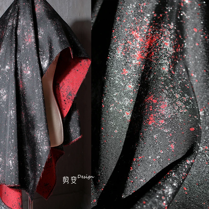 Irregular Red Speckled Jacquard Fabric Creative Texture Clothing Designer Fabric Cloth Per Meter for Sewing Diy Material