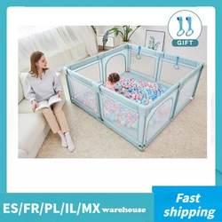 Corralito para bebé recién nacido con anillos de mano, barrera de seguridad para niños, valla anticolisión para interiores, parque infantil de doble puerta