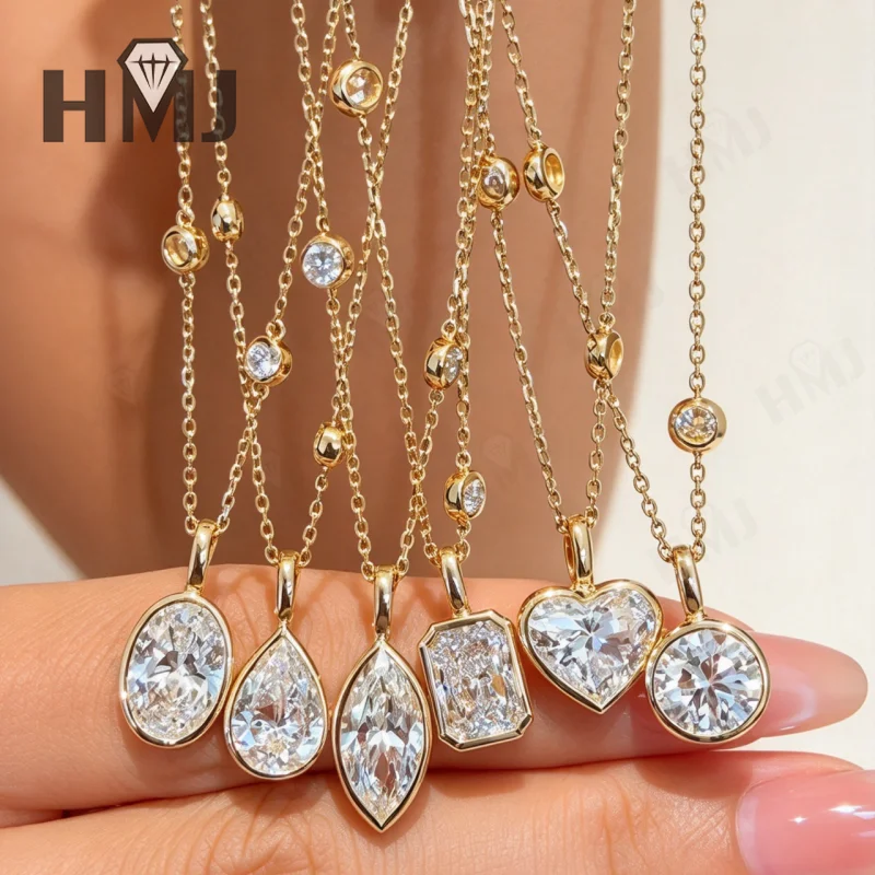 Laborgezüchteter Diamant-Anhänger, 2 Karat, DEF, VS, Marquise-Schliff, echtes 10-Karat-Gold, Hochzeitskette, Charms für Damen, hochwertiger Schmuck, Geschenkidee – Detail 1