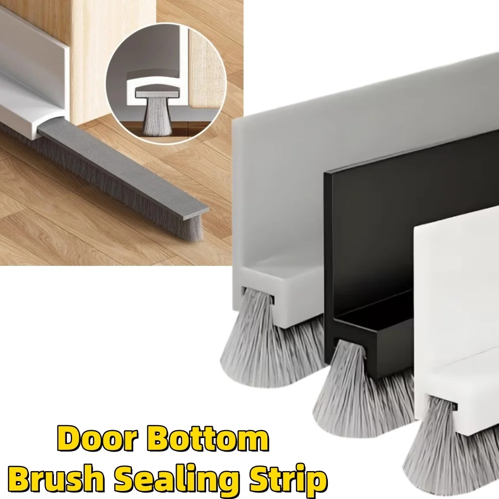 1PC 100cm Self-adhesive Door Draft Stopper Brush Seal Strip for Home Dustproof Soundproof Weather Stripping Door Bottom Guard