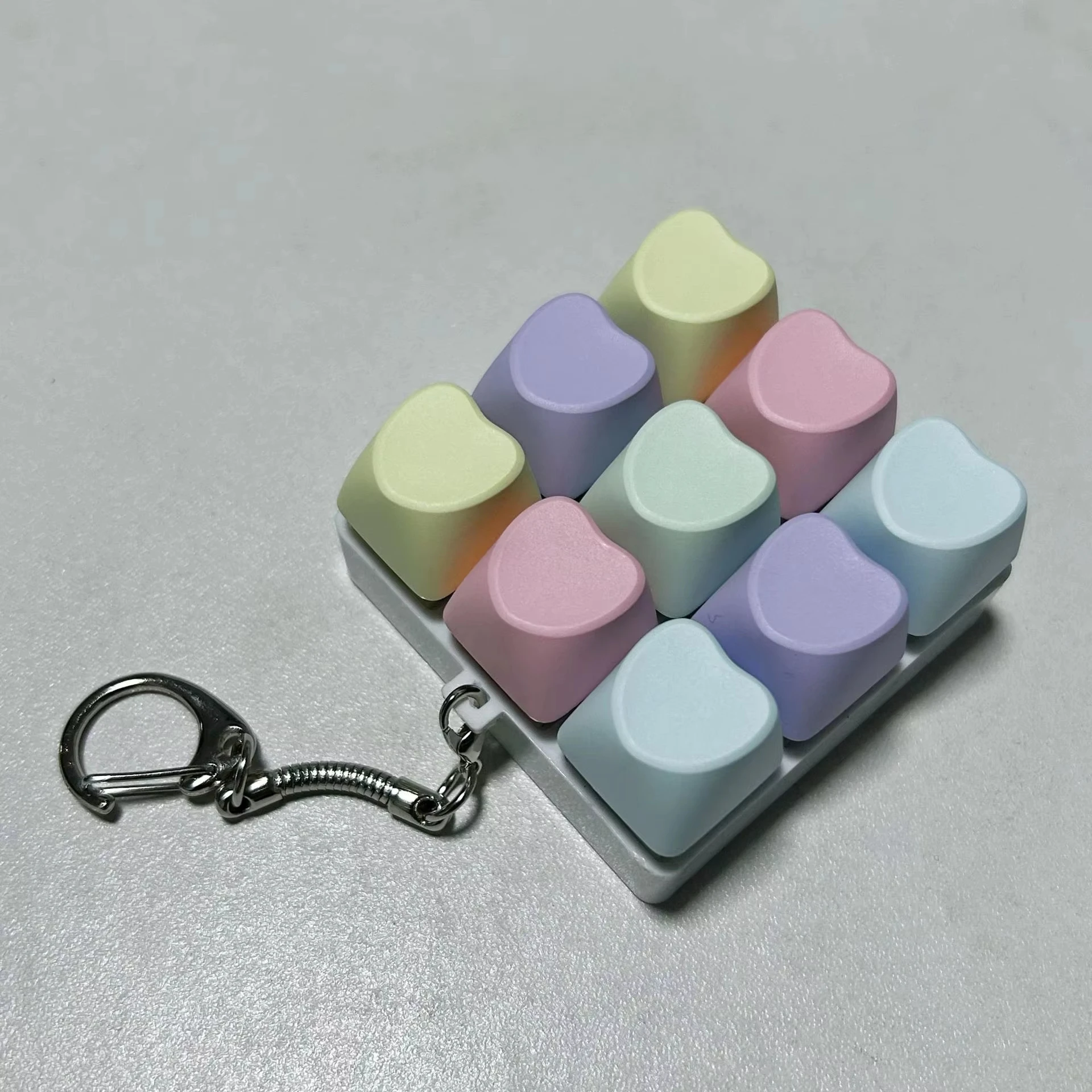 Macaron Color Anti-Stress Mechanical Keyboard Keychain Finger Button Pinch Office Home Adults Kid Decompression Clicker Toy