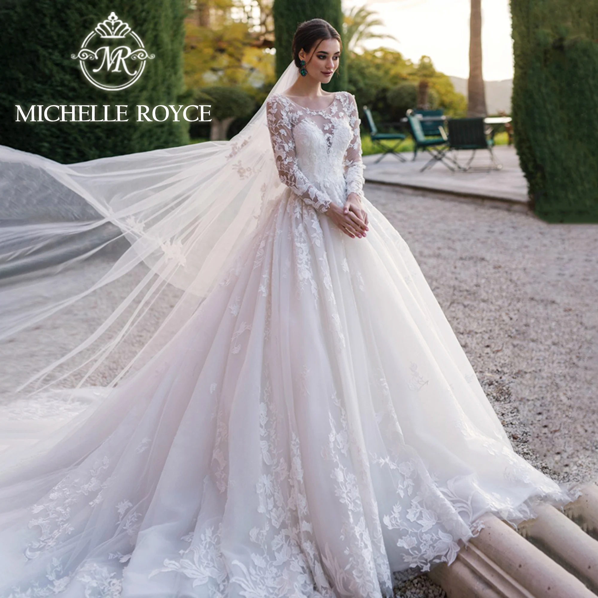 

Michelle Royce Ball Gown Wedding Dresses For Women 2023 Scoop Neck Invisible Neckline Princess Wedding Gown Vestidos De Novia