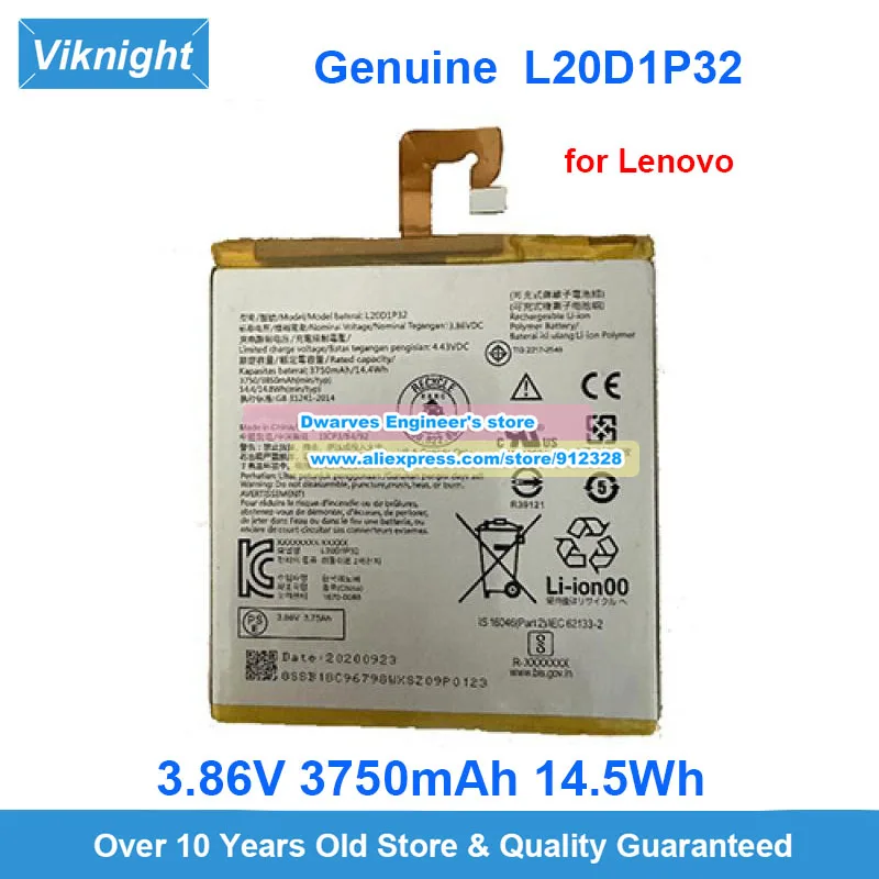 

Оригинальный аккумулятор L20D1P32 для планшета Lenovo TAB K10 TB-X6C6F TB-X6C6X 3,86 В 3750 мАч 14,5 Втч