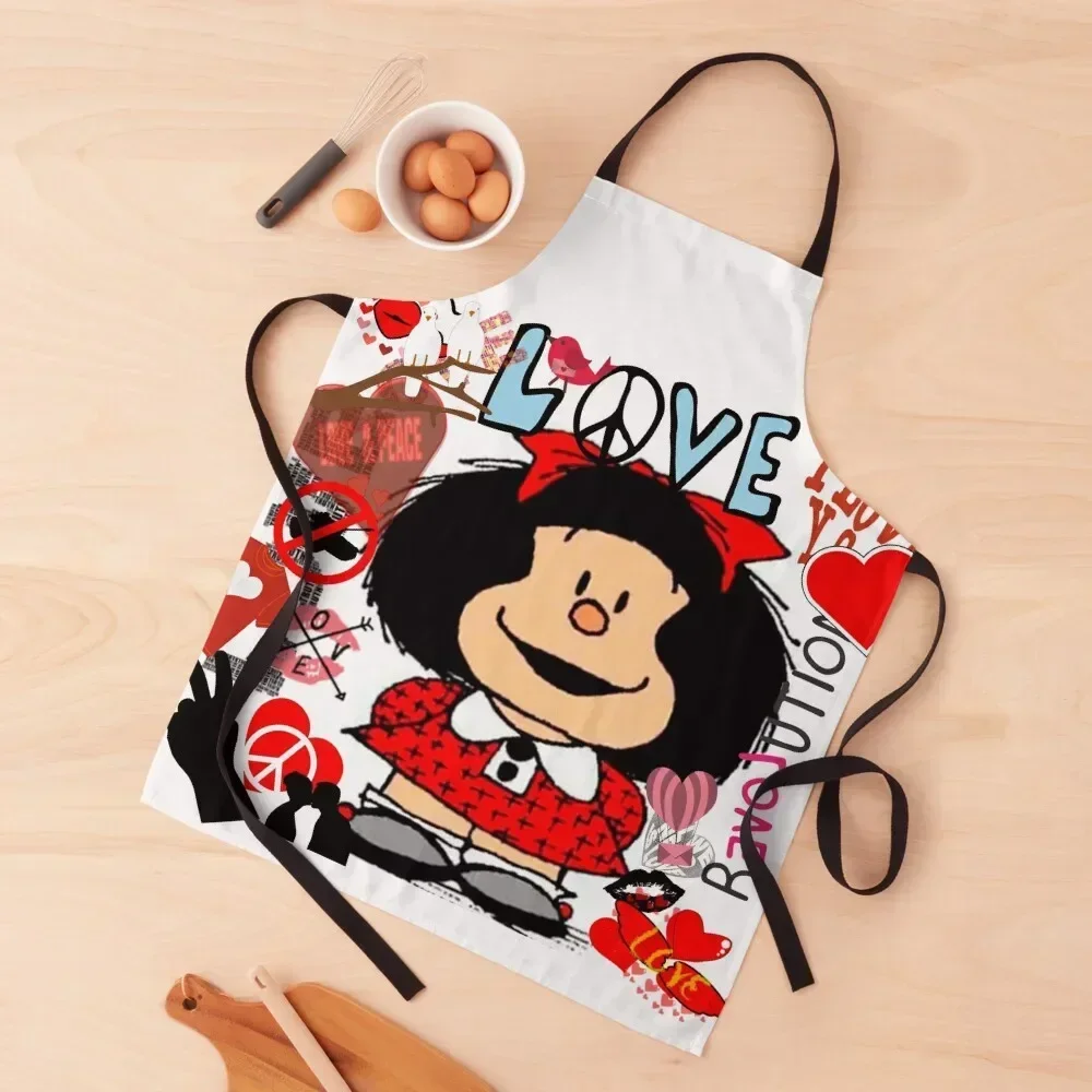 

Love, love and mafalda surrounded by hearts Apron Kitchen Women For Man Haircut Apron