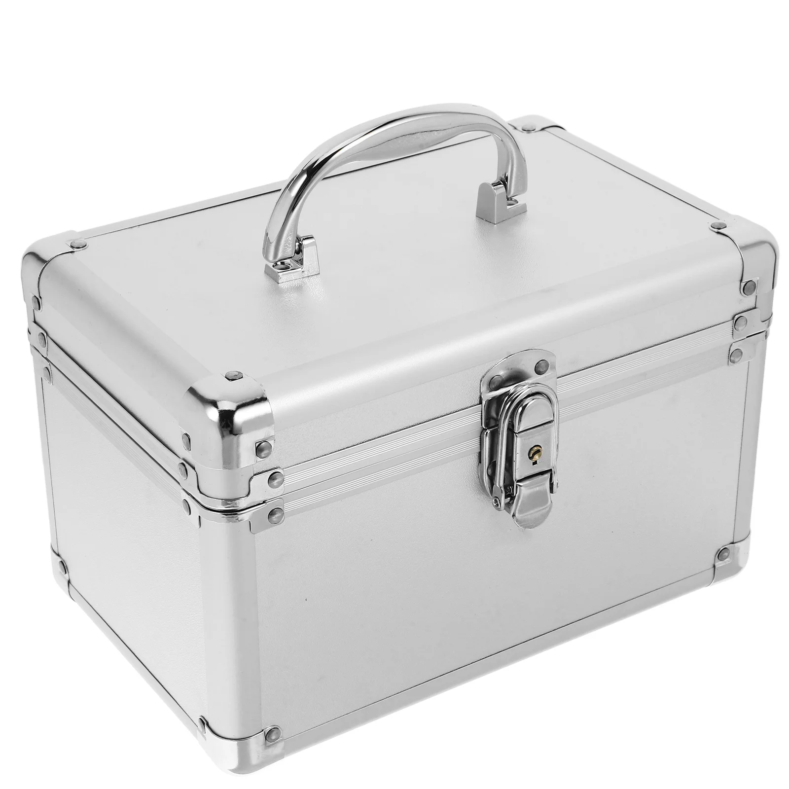 صندوق تخزين الأدوية المحمول المصنوع من سبائك الألومنيوم بطبقة مزدوجة وسعة كبيرة ومقبض منظم الأدوية #1