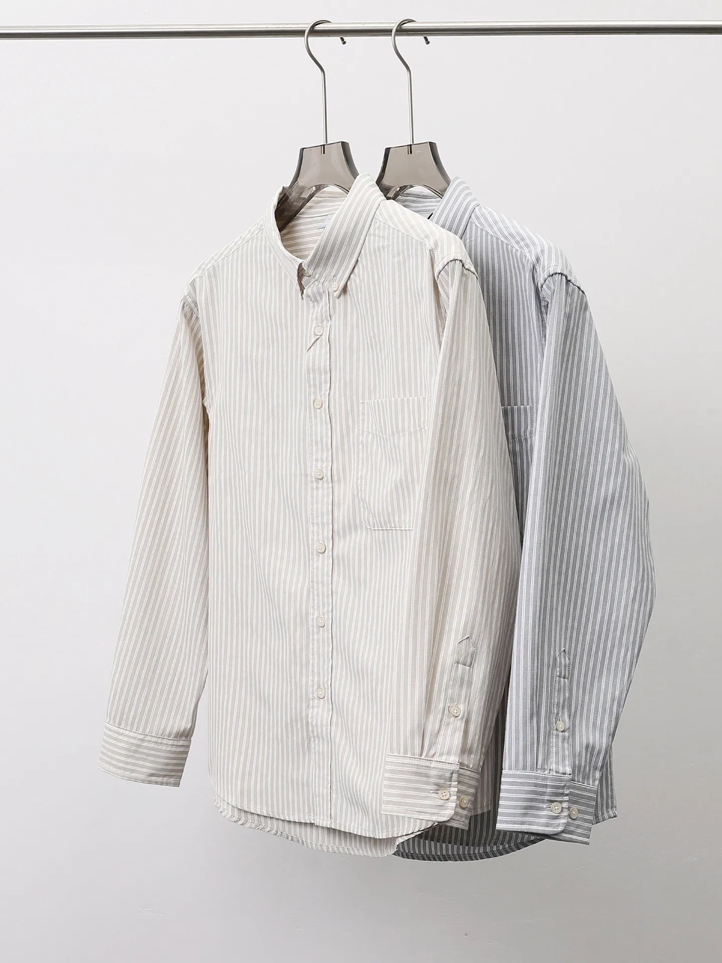 

Japanese Sle Loose Fit Long Sve Striped irt Men's Casual Collared Outerwear Color Woven Vintage Fre Spring Cotton Po...