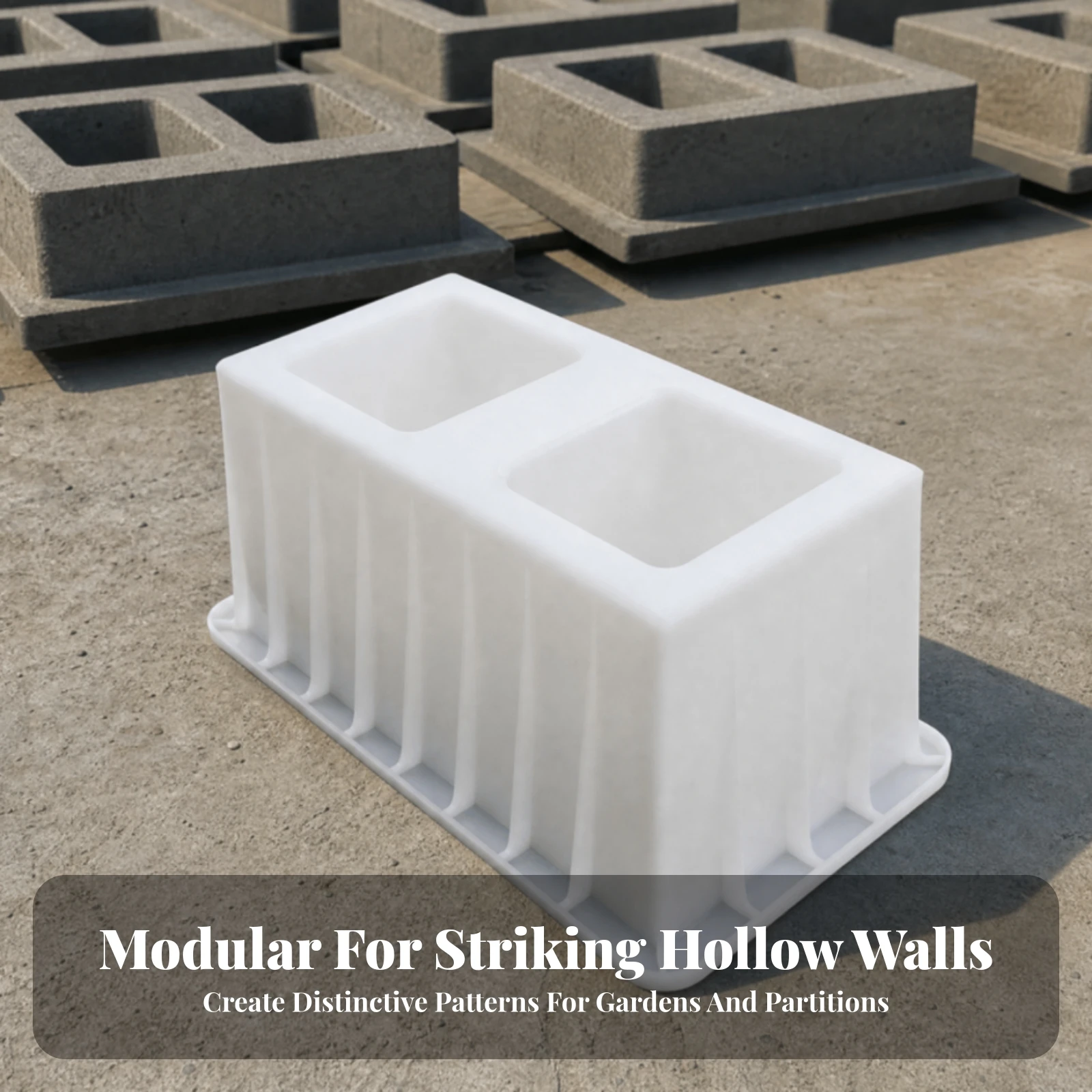 Hollow Concrete Brick Mold Plastic Precast Component Mold Reusable Uniform Shape for Construction Workers