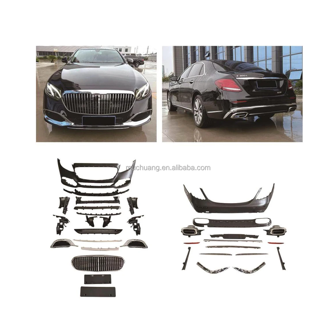 Body modification upgrade kit front rear bumper for 2018 Mercedes Benz E-Class E300L W213 upgrade Maybach W223