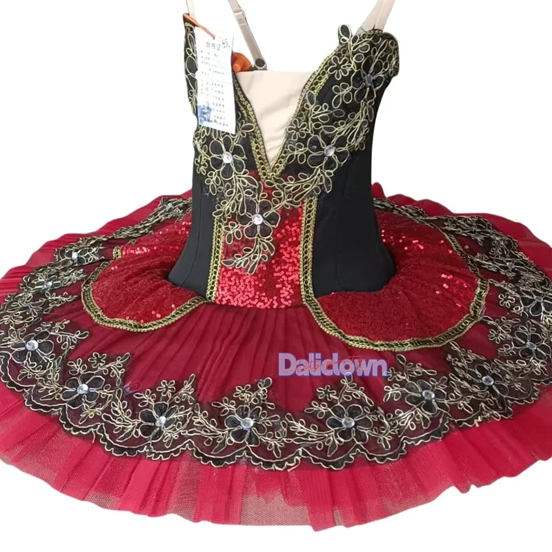 

CyGirl Ballet Tutu Skirts Professional Dance Wear Red Pancake Ballerina Party Dress Ballet Leotard Kids Child Performance Costum