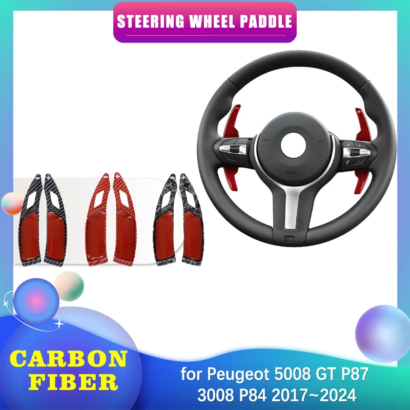 

Car Steering Wheel Paddle for Peugeot 5008 GT P87 3008 P84 2017~2024 Carbon Fiber Shifter Gear Shift Extension Part Accessories