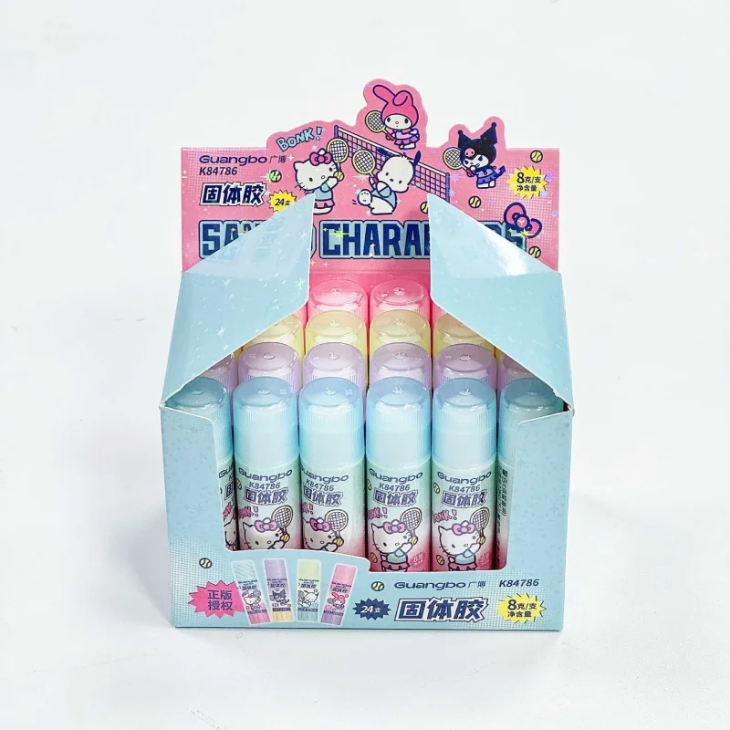 24pcs-lot-kawaii-sanrio-kuromi-melody-pochacco-kitty-solid-glue-guns-sticks-diy-tools-student-handmade-office-school-supplies