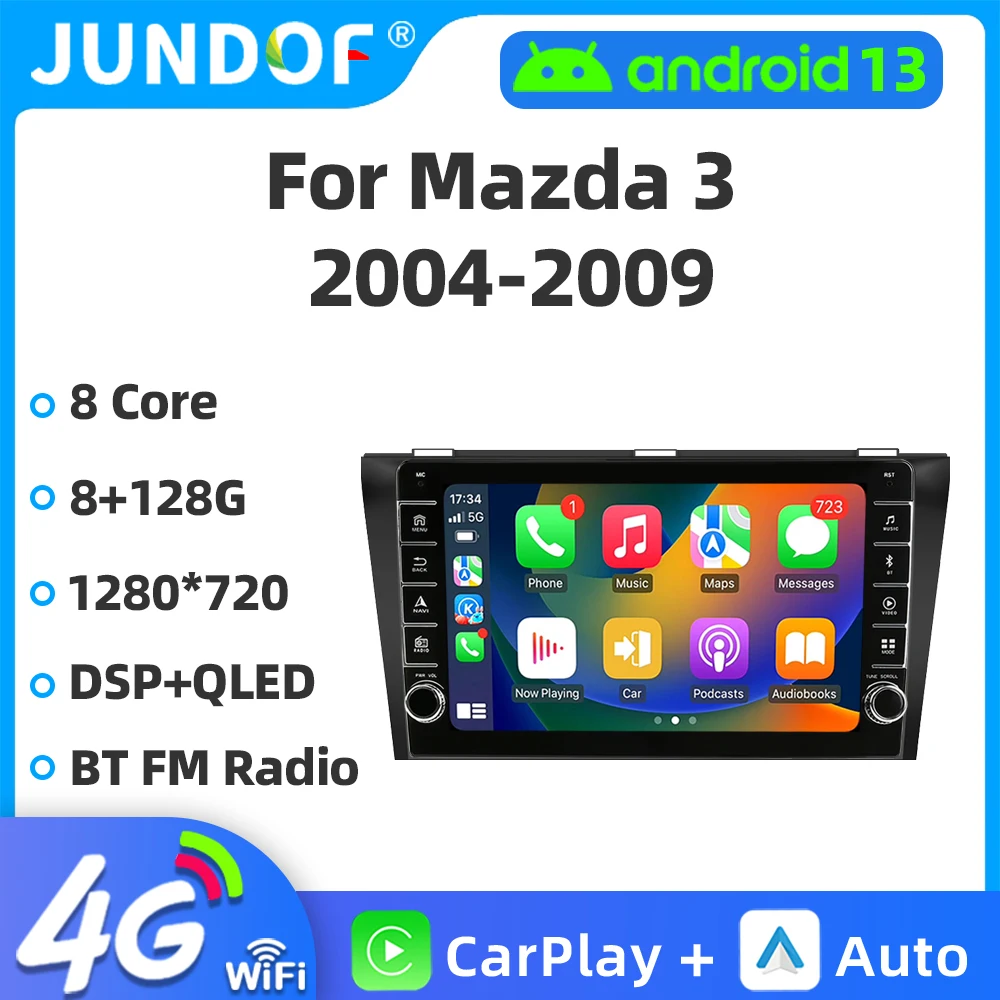 

Jundof Android 13 Carplay for Mazda 3 2004 2005 2006 2007 2008 2009 Car Radio with BOSE Multimedia Player 2 Din Stereo GPS DVD