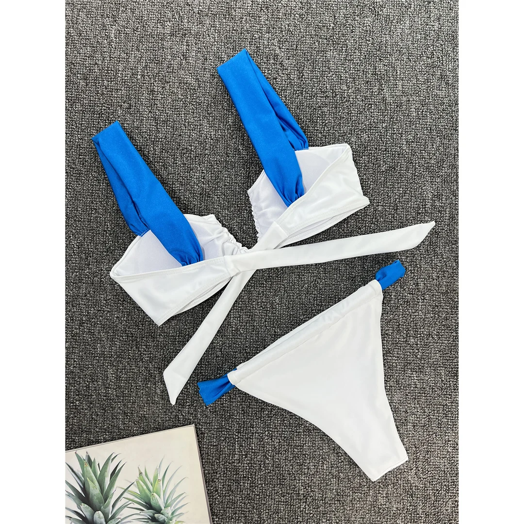 Sexy, zweiteiliger Bikini mit V-Ausschnitt und hohem Beinausschnitt, Damen-Badeanzug, gepolstert, Badebekleidung, Badeanzug, Modell V6323 – Detail 13