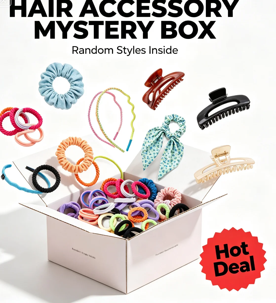 Hot deal: Random Hair Accessories Blind Box, Snap Hair Clips Elastic Hair Ties Wavy Headbands Claw Clips Scarf Scrunchies Mixed Surprise Mystery Box for Women Girls Daily Hairstyle