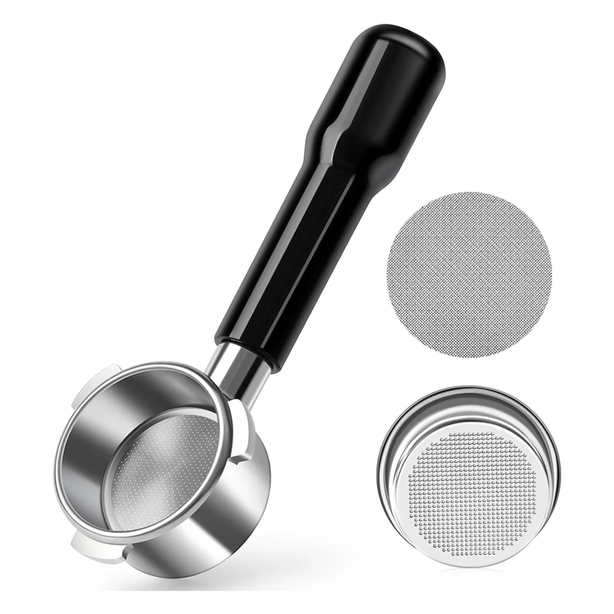 54mm 底なしポルタフィルター、パックスクリーンとステンレススチールフィルターバスケット付きエスプレッソ底なしポルタフィルター-ホット