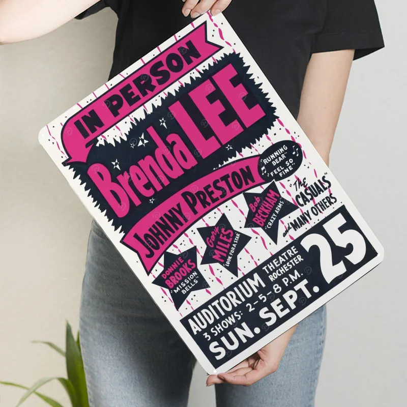 بريندا لي الحفل المشارك صفيح علامات الموسيقى المشارك ديكور الغرفة الجمالية علامة معدنية مخصصة للجدار الفن الديكور المنزل الرجعية