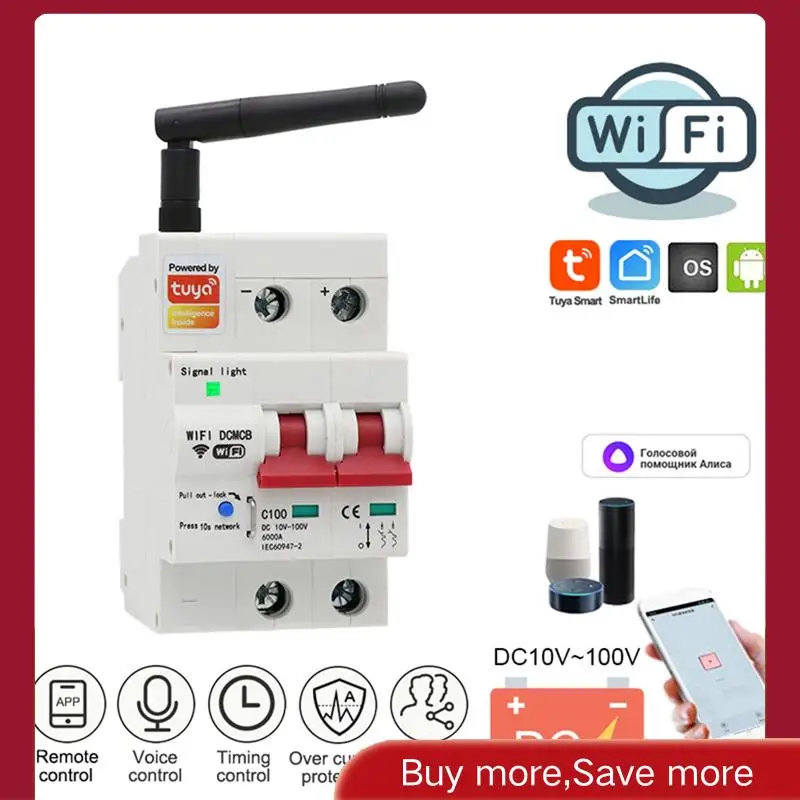 Tuya Smart Life Wifi DC قاطع الدائرة الذكية Voverload حماية ماس كهربائى مع Alexa Google Home للمنزل الذكي-AAAE