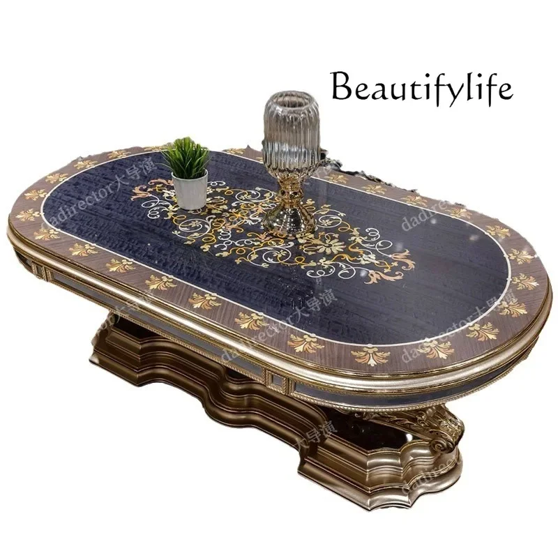 

Европейский роскошный журнальный столик из массива дерева с резьбой, в стиле французского дворца, с паркетным узором, маленький чайный столик, мебель X