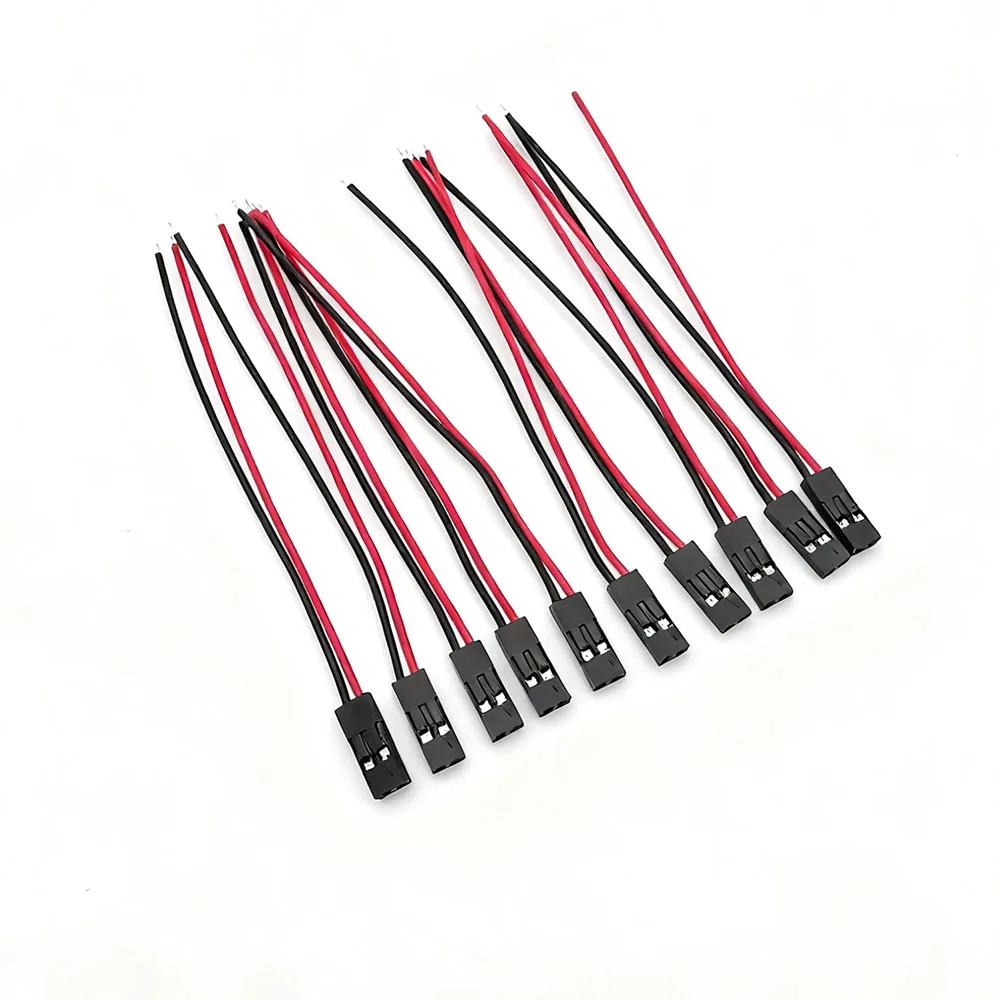 10Pcs 2.54mm Pitch 2 Pin Female Socket Jumper Wires Connector with 26AWG Cables for Dupont Terminal Plugs PCB Arduino DIY
