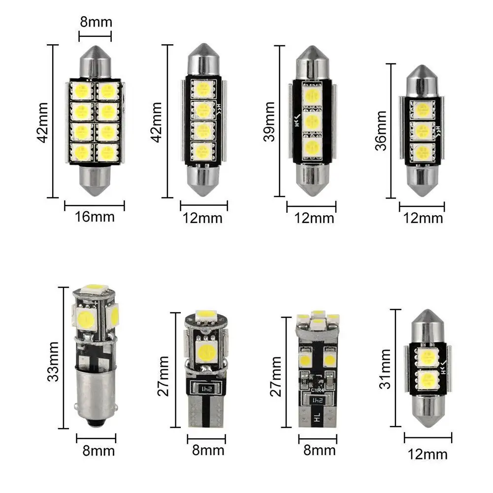 Bombillas LED para Interior de coche, luz blanca de 23 piezas, 5050 T10, Kit de luz de visión trasera, accesorios para automóvil