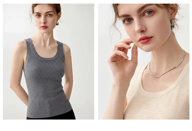 WinvyNee Women Pure Worsted Wool Camisole Solid Striped Round Neck Soft Cool Elegant Autumn Winter Knit Sling Vest ZC1817010