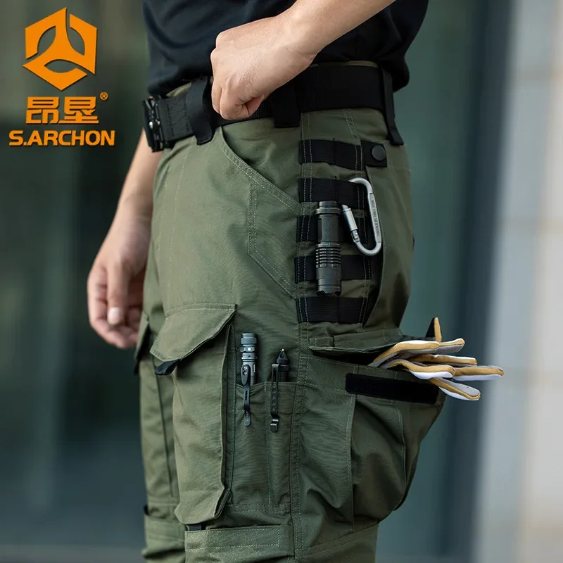 

Outdoor Spring and Autumn Hiking Tactical Pants Mens Water Repllent Loose Camouflage Multi Functional Pocket Cargo Trousers