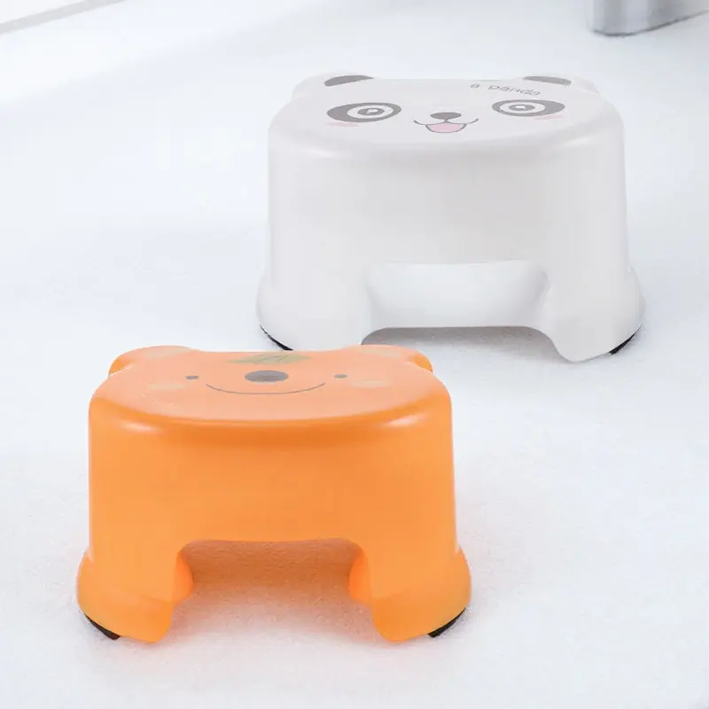 2pcs Plastic For Lightweight Cartoon Low Non Slip Step Portable Small Foot Stool Strong Capacity Bathroom