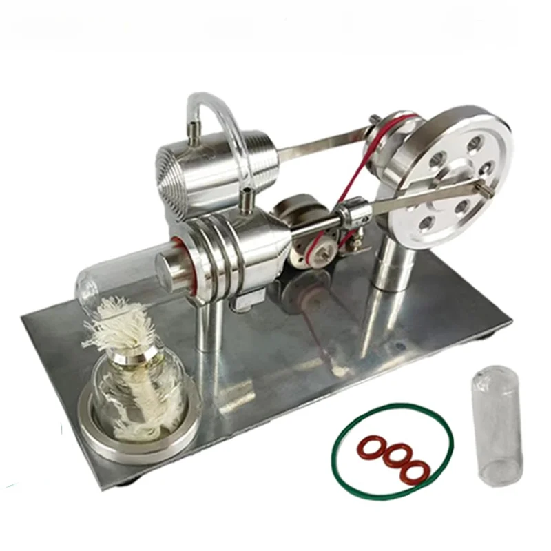 Hot Air Stirling Engine Alternator Aluminum Alloy External Combustion Engine Physics Science Educational Toy Collection Gift