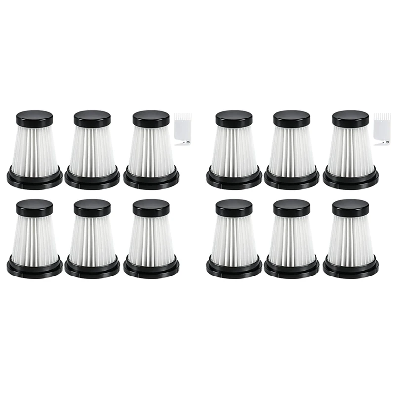 12 HEPA Filters For Moosoo K12 / K12 Pro / K13 Vacuum Cleaner & Genius Invictus One 1.0/2.0 Handheld Vacuum Cleaner