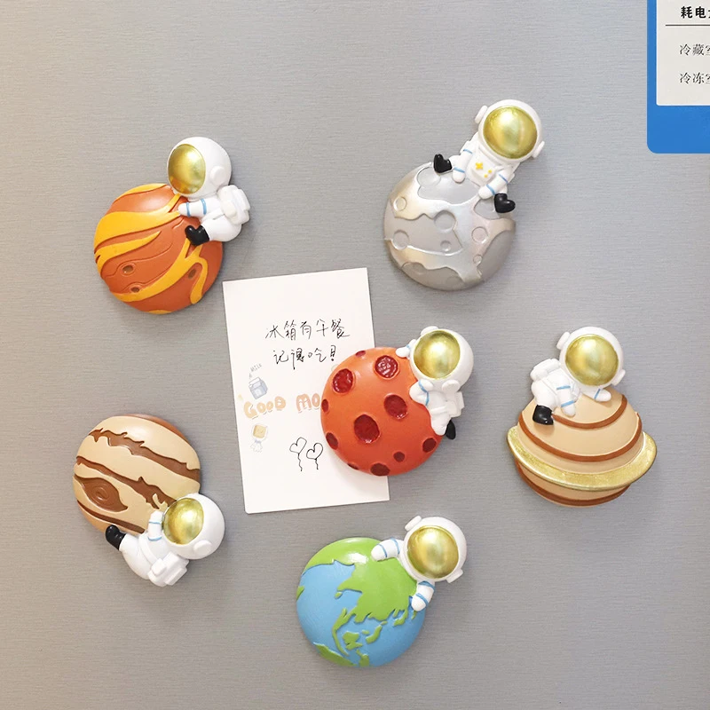 3D Fridge Magnet Resin Planet Astronaut Refrigerator Magnetic Sticker Earth Jupiter Saturn Ornaments Home Decoration Figure