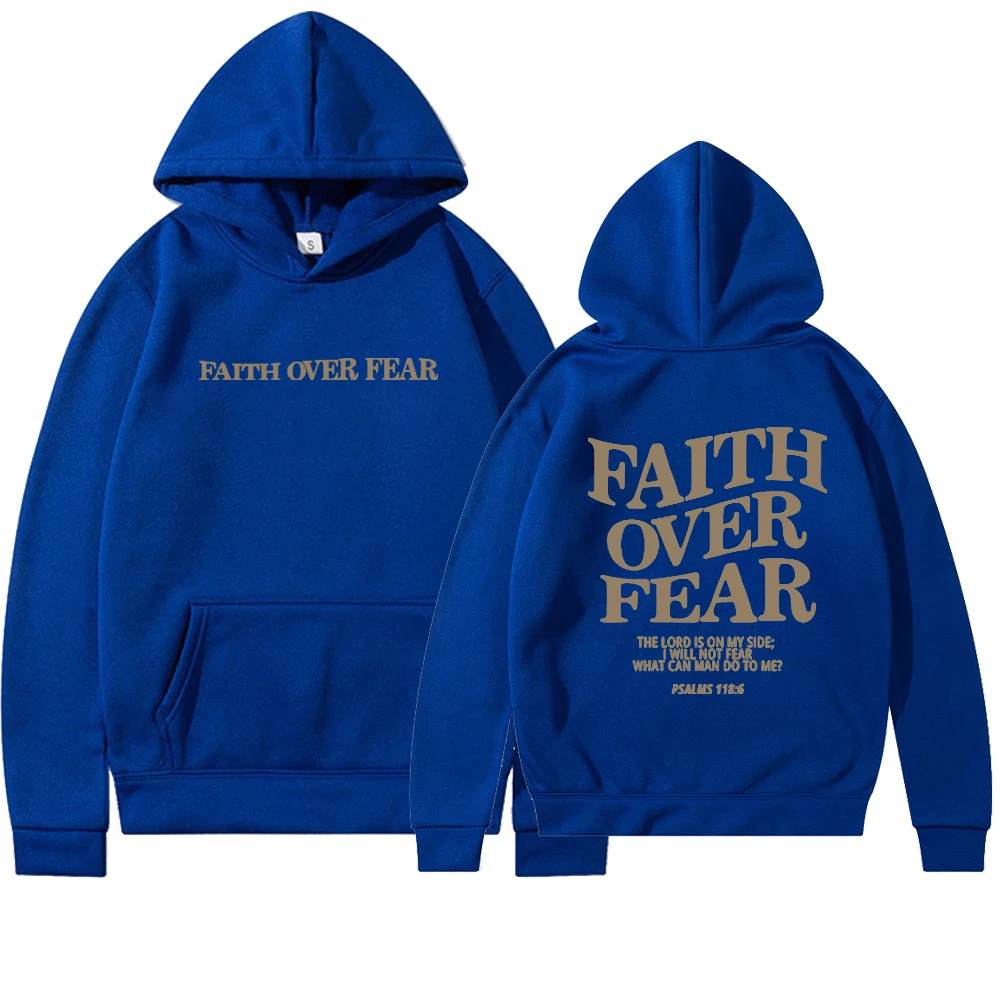 Faith Over Fear Christian Hoodie Sweatshirt Jesus Trendy Bible Verse Shirt Unisex Aesthetic Clothes Streetwear