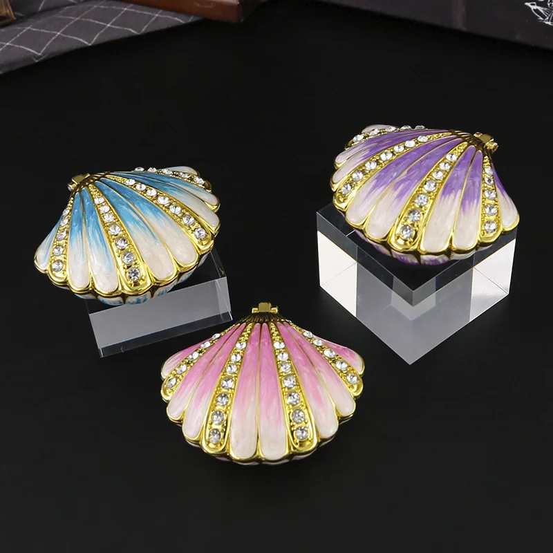 Shell Enamel Home Decoration Crafts Jewelry Storage Box Metal Decoration Box Fashionable Ornament