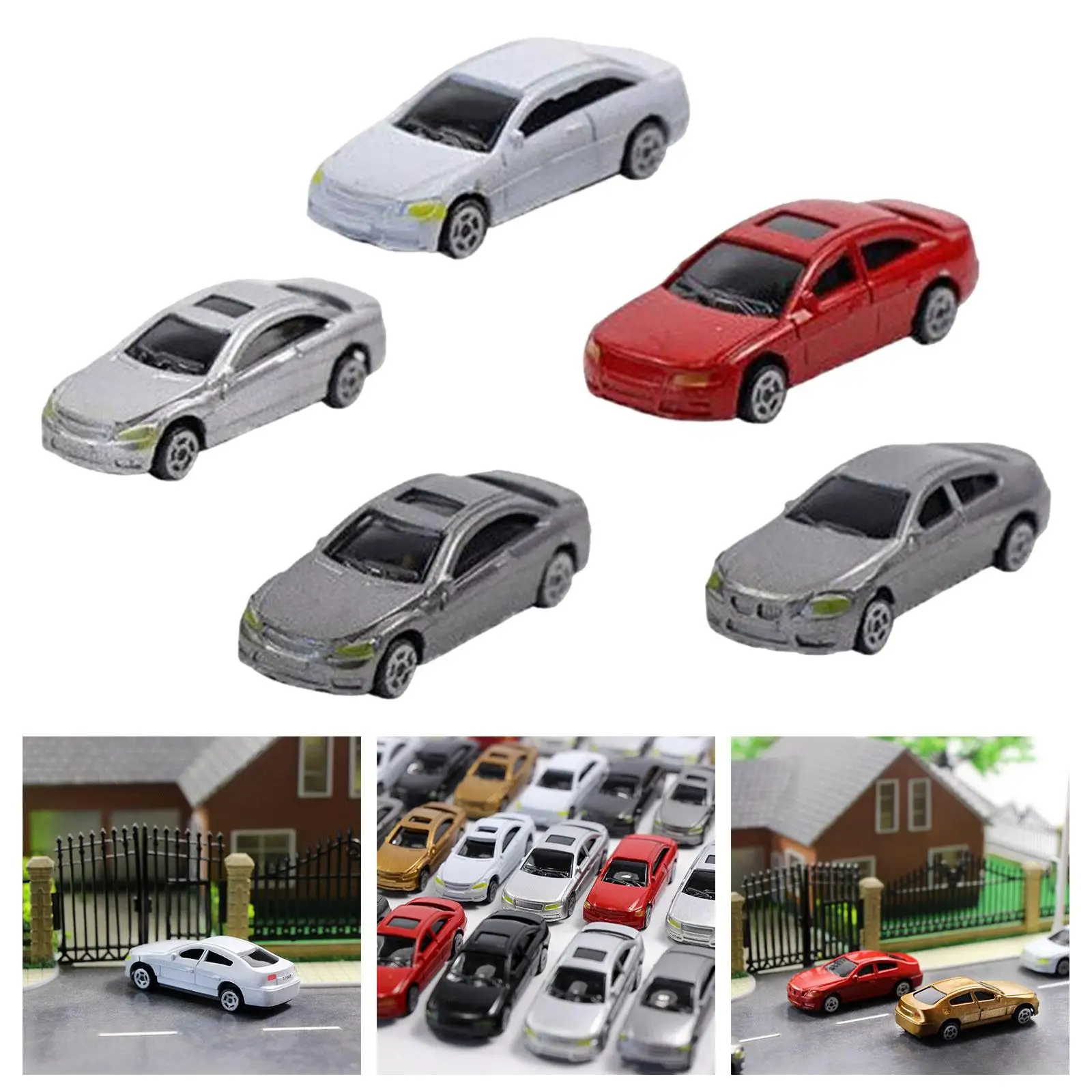 5 Pieces Mini Scale Model Car 1/87 Parking Architectural Landscape Sand Table