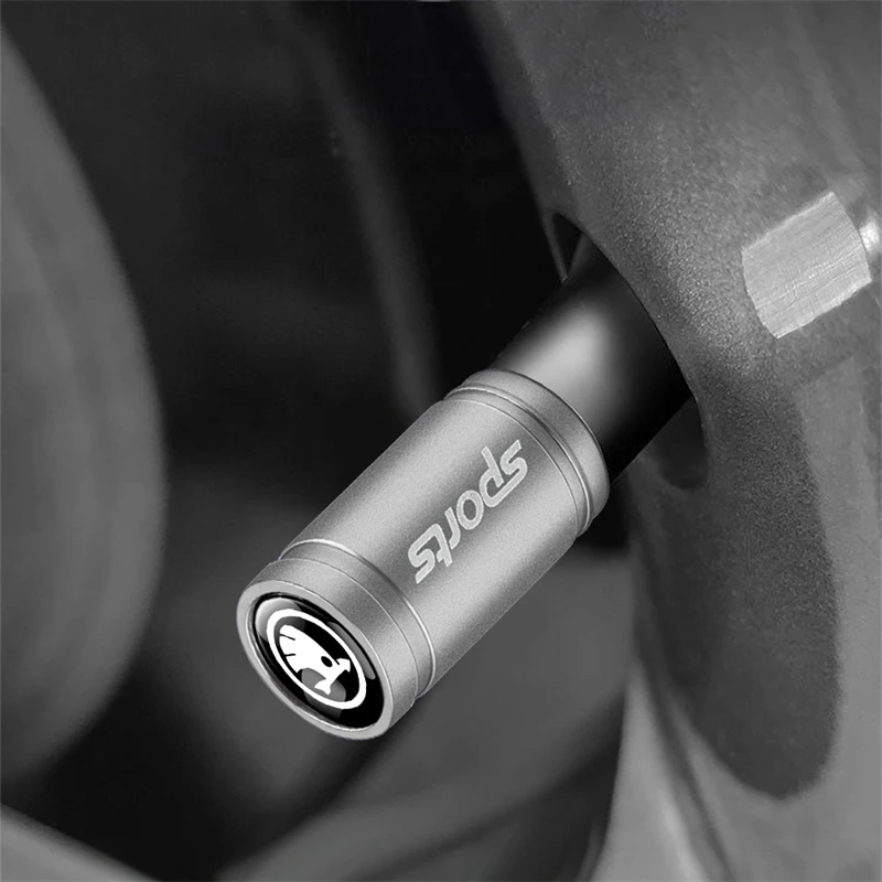 

4 metal dustproof car tire valve caps, tire decoration accessories, suitable for Skoda Rapid, Octavia, A5 RS, Kodiaq, Fabia, A7,