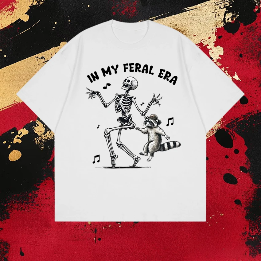 

Rock Punk IN MY FERAL ERA Graphics print T shirts 2026 Unisex vintage Hip Hop streetwear Men Women Cotton short sleeve T-shirt