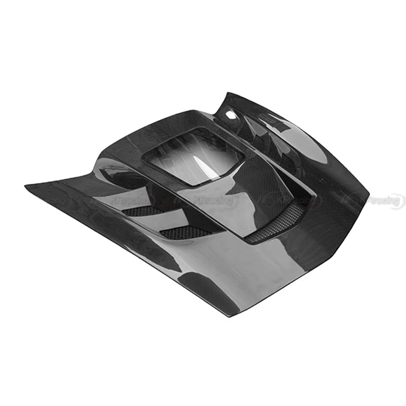 High-quality KR-1 Style Glossy Carbon Fiber Car Hood Bonnet With Glass for  Corvette C7 Z06